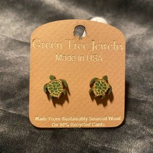 Wooden Turtle Stud Earrings